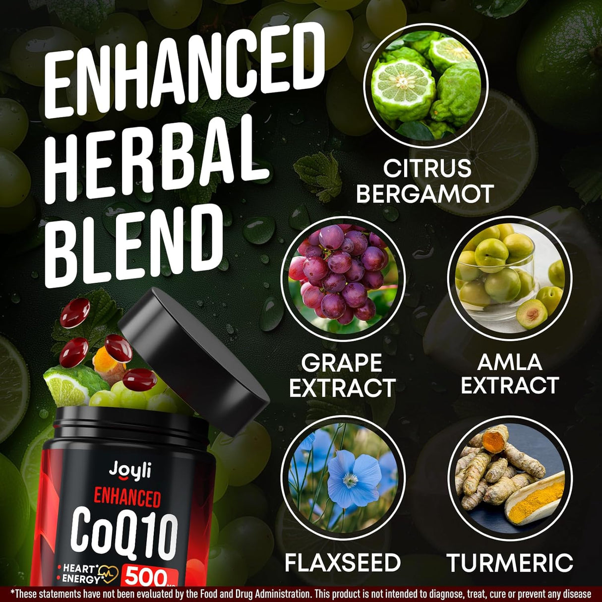 Suplemento CoQ10 500MG - Salud del Corazón - 120 Softgels