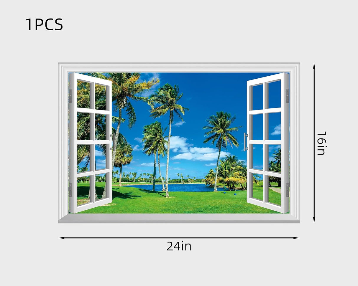 FLFK Adhesivo de pared falso para ventana, diseño de césped