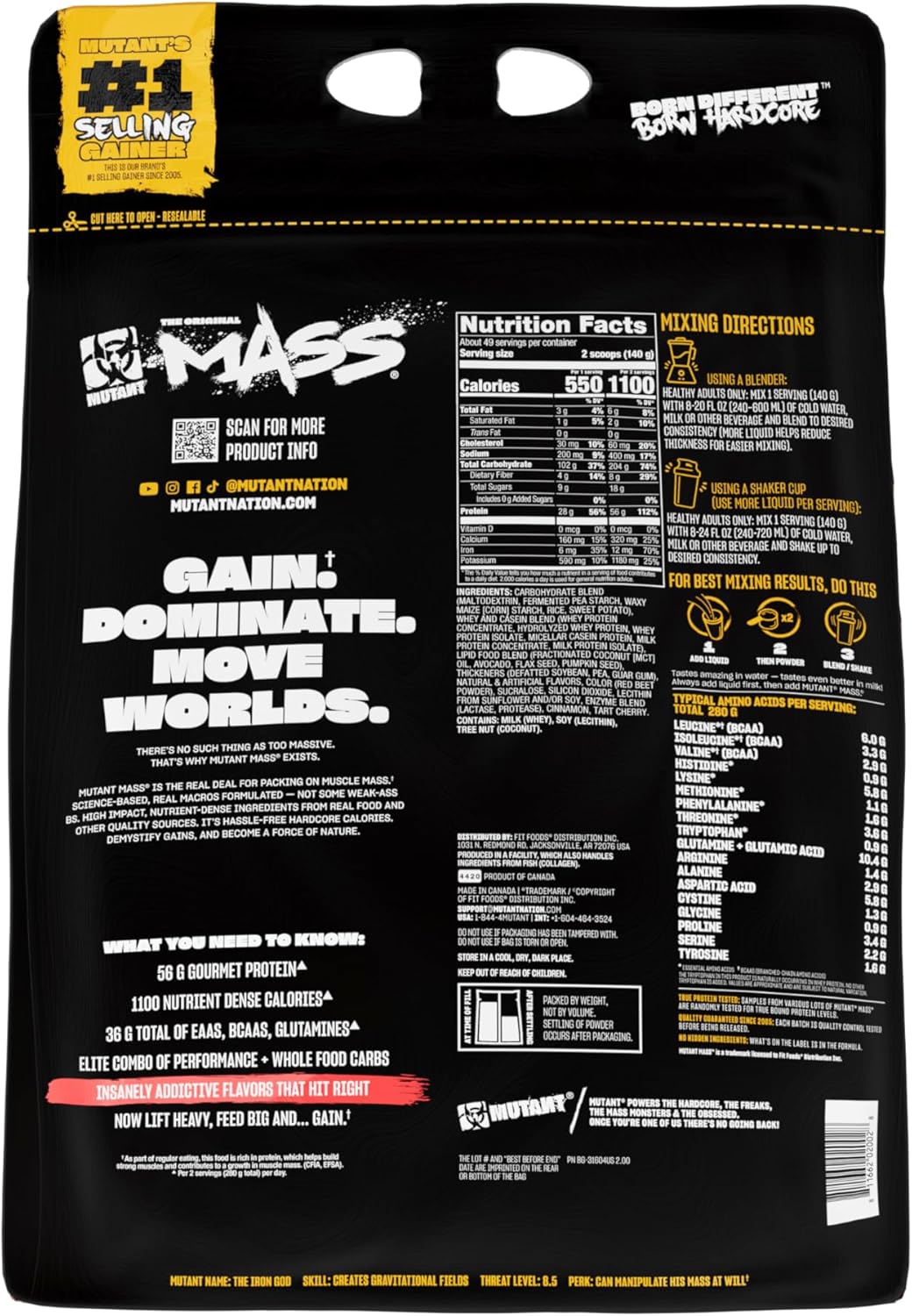 Mutant Mass Suplemento de Ganancia de Peso 15 lb