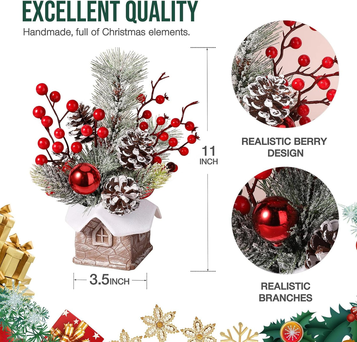 Árbol de Navidad Artificial Hatisan con Adornos y Piñas