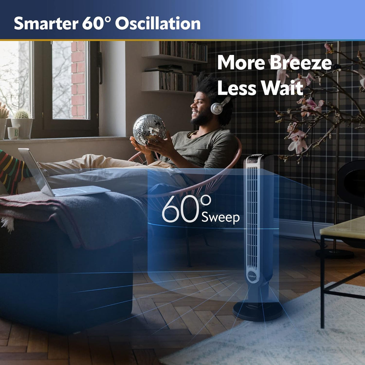 Ventilador Torre Oscilante Lasko 3 Velocidades, Control Remoto 2511