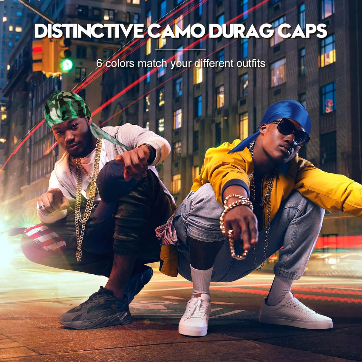 Durags Tarpop 6 Pcs para Hombre, Silky, Camuflaje, Largo y Ancho