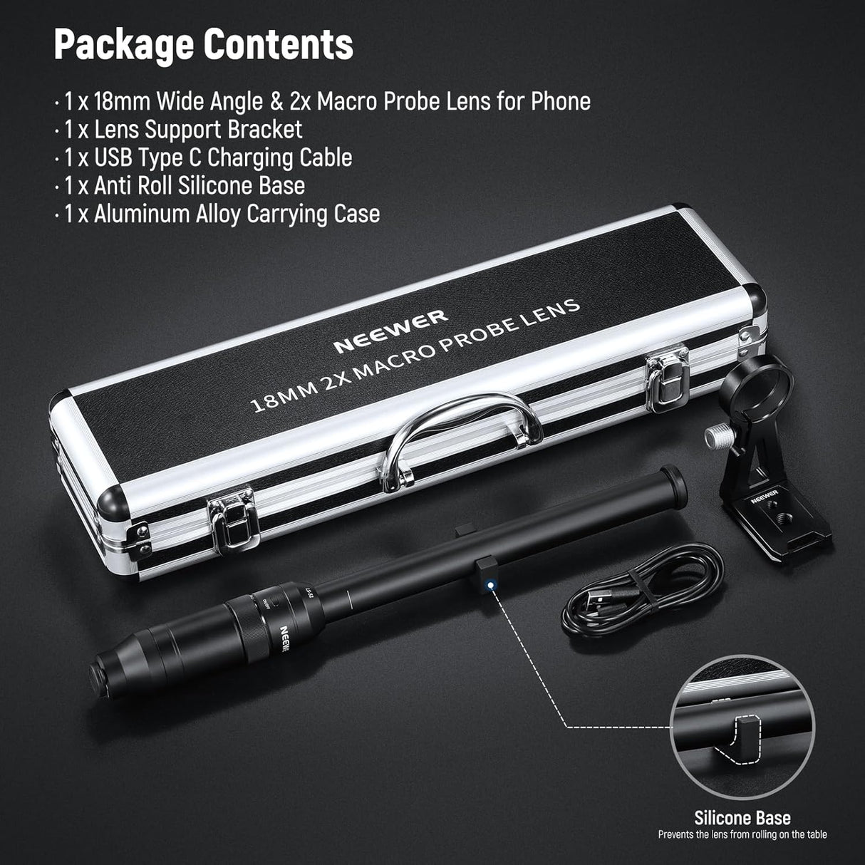 Lente Macro Probe 18mm 2X NEEWER, 17mm para Móvil LS-51