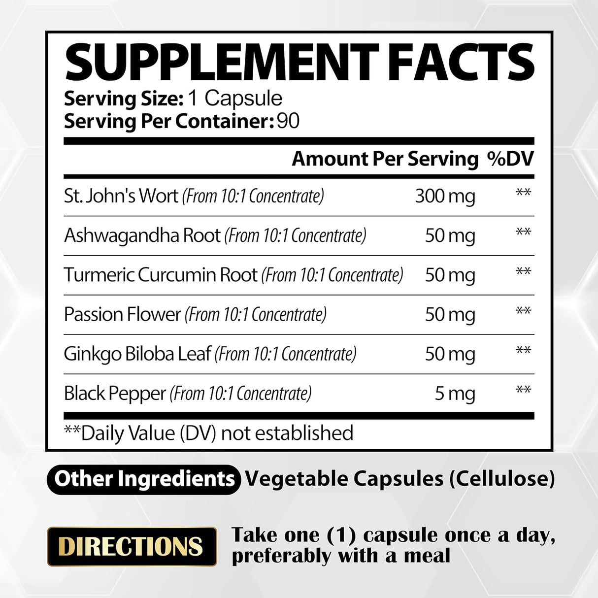 Suplemento Extracto de Hierba Ashwagandha Cúrcuma