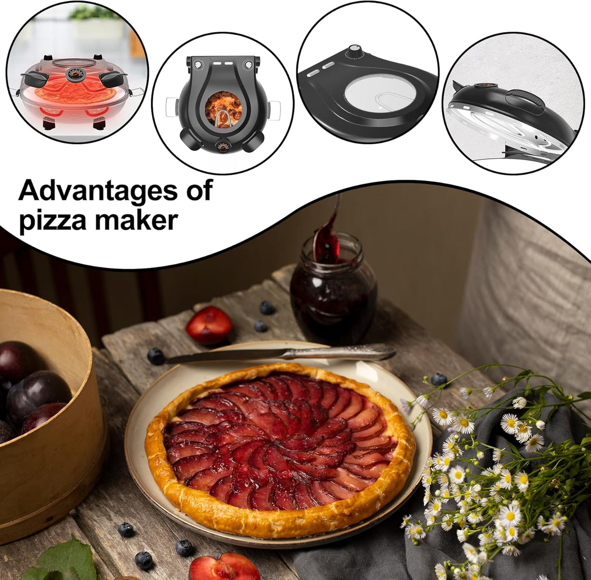 Horno de Pizza Eléctrico 12, 1200W, Upgrade Pizza Oven