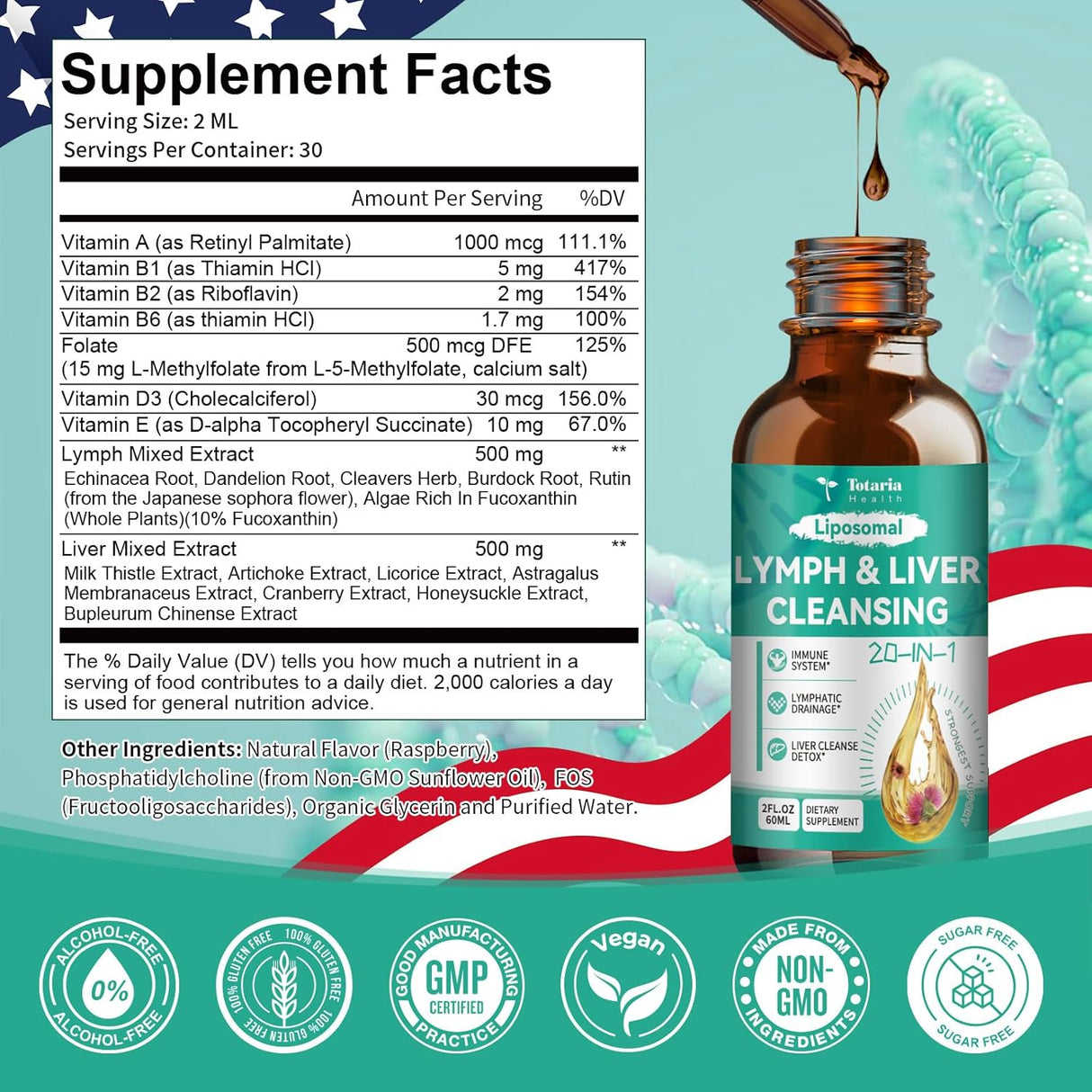 Suplemento Limpieza Hepática y Linfática, Liposomal, Orgánico, 2 oz