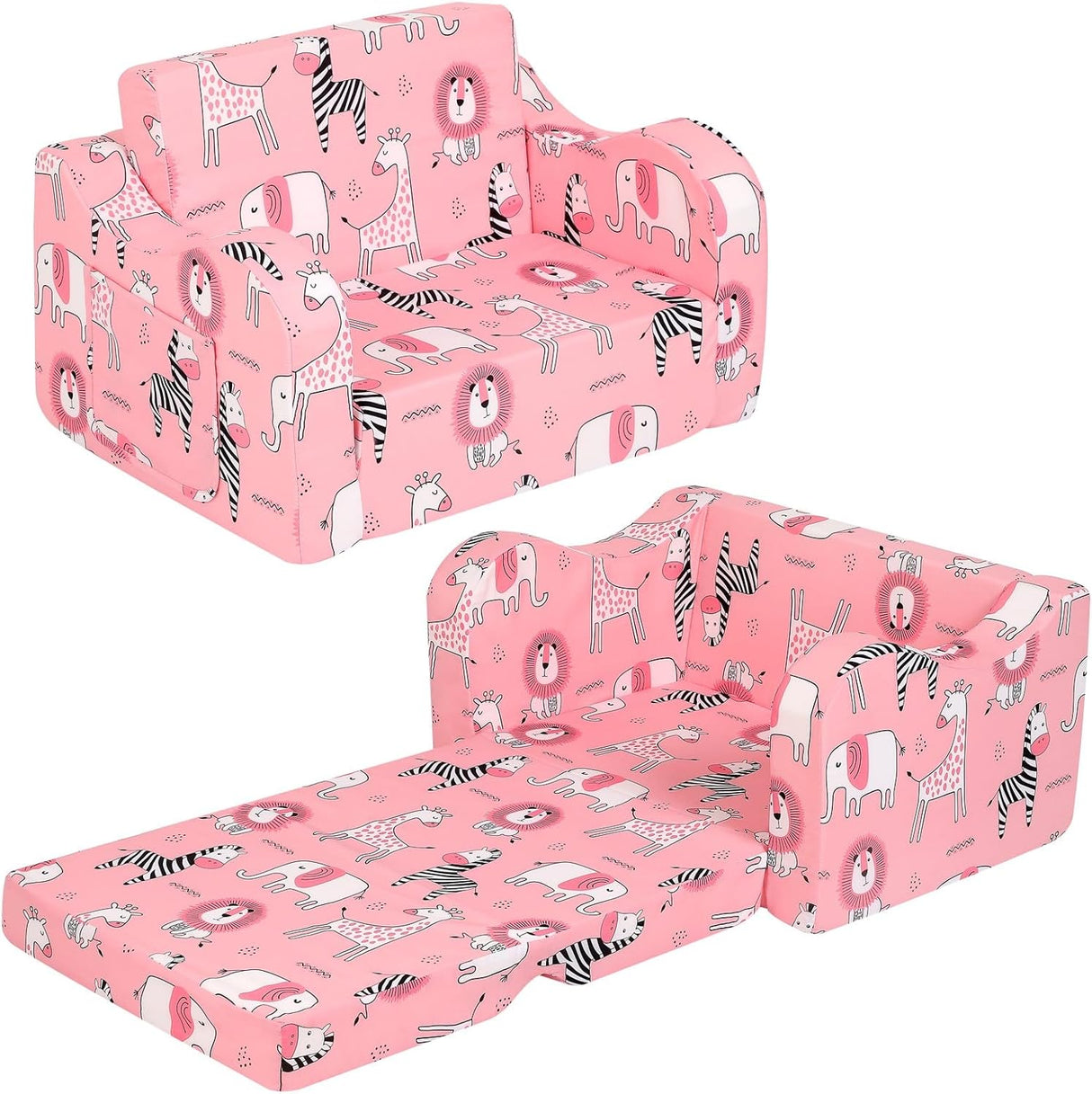 Silla infantil rosa, convertible a cama para niñas y niños