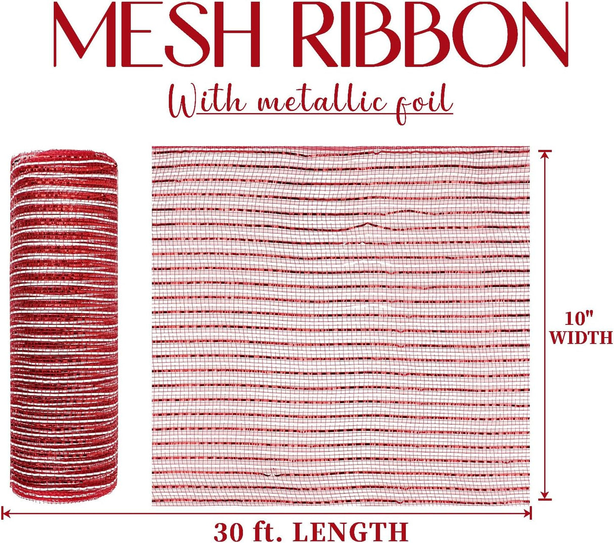 MEEDEE 10 Deco Mesh Navidad 10 Yards para Coronas y Árboles