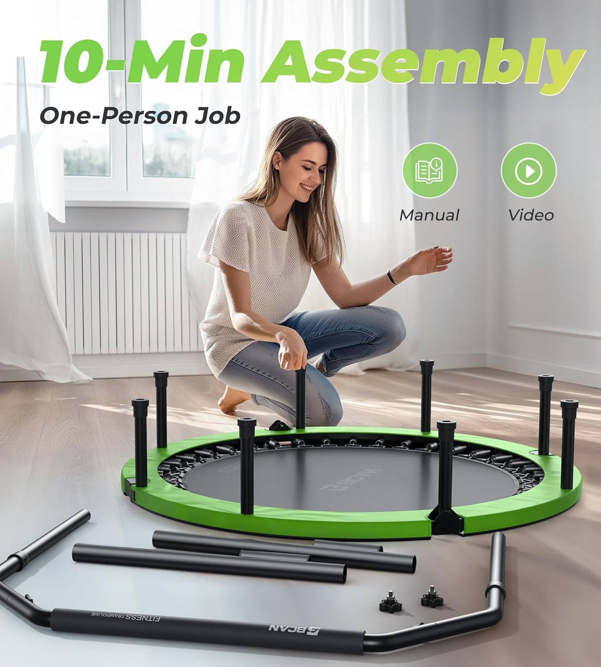 Trampolín Plegable BCAN 40/48 con Mango Ajustable 330lbs/440lbs