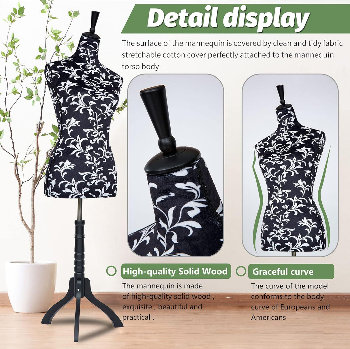 Maniquí femenino ajustable HDBH 59-67 para costura y exhibición