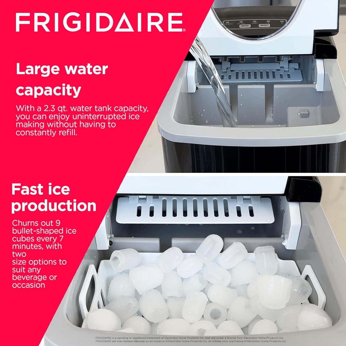 Máquina de Hielo Portátil Frigidaire 26 lbs/día Compacta
