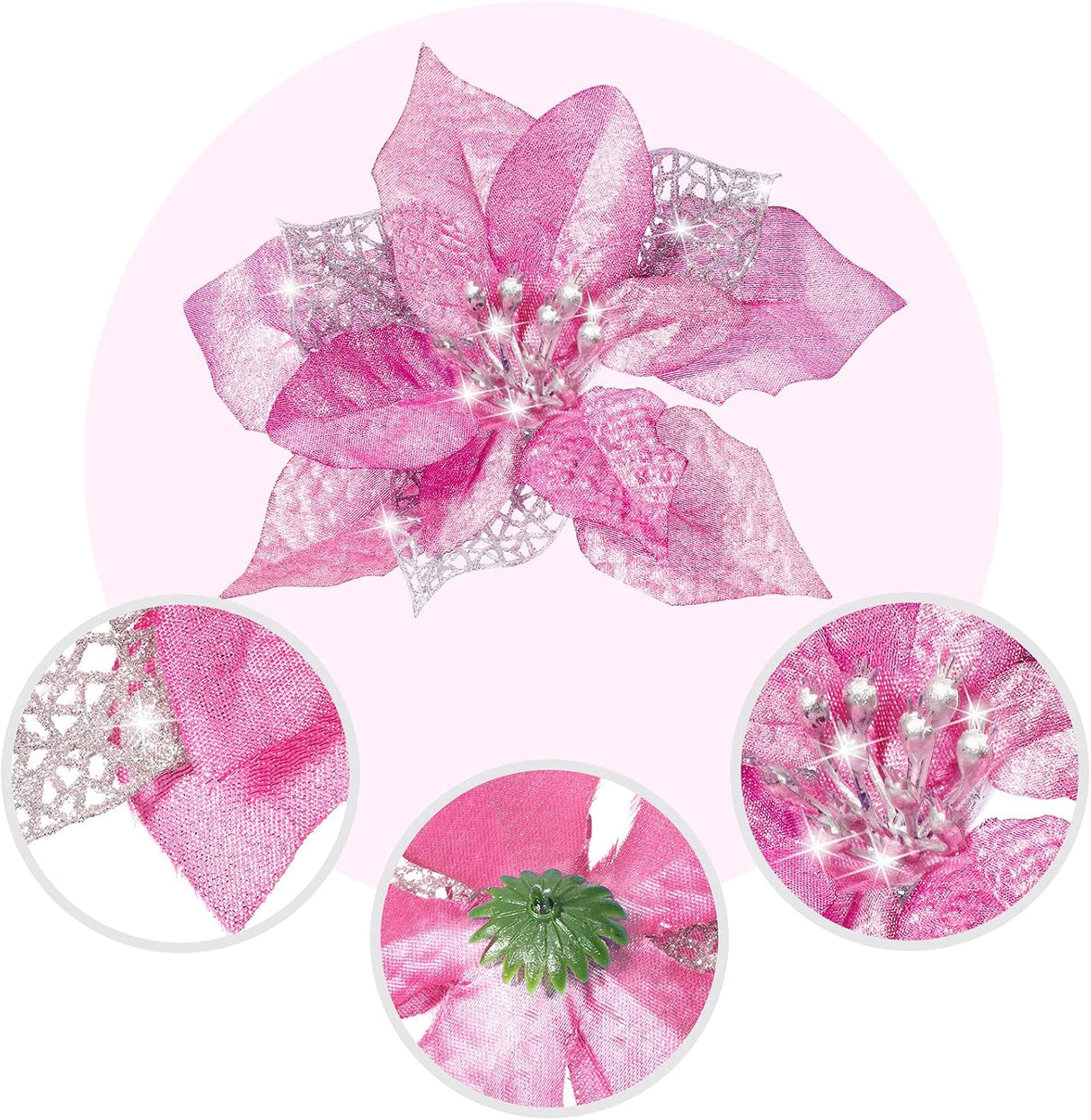 Flores artificiales navideñas WILLBOND 36 Piezas Poinsettia