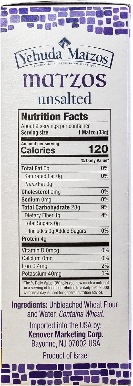 3 Packs de galletas Matzo sin sal de 10.5 onzas Yehuda