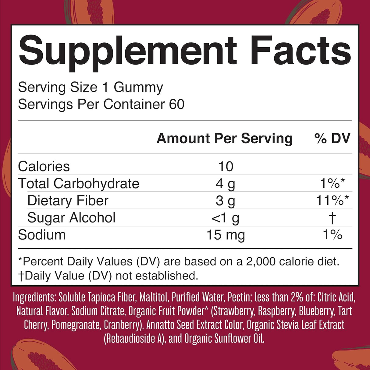 Suplementos de fibra para adultos Suministro de 2 meses