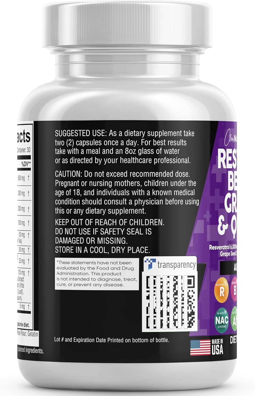 Suplemento Resveratrol 6000 mg Berberina 3000 mg