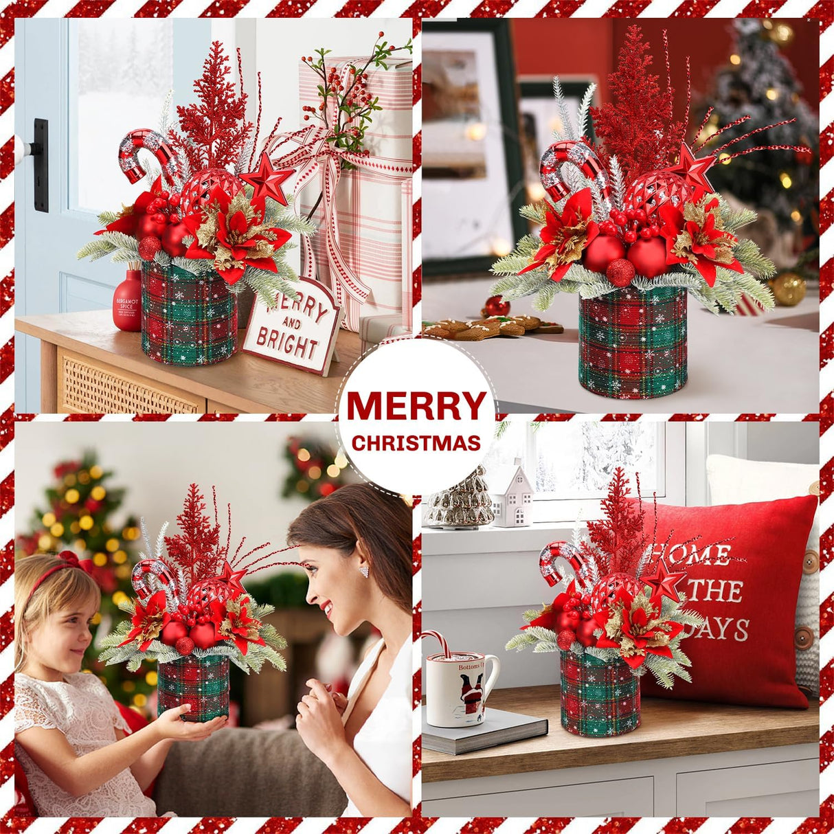 Árbol de Navidad Miniatura Artificial, Decoración con Adornos