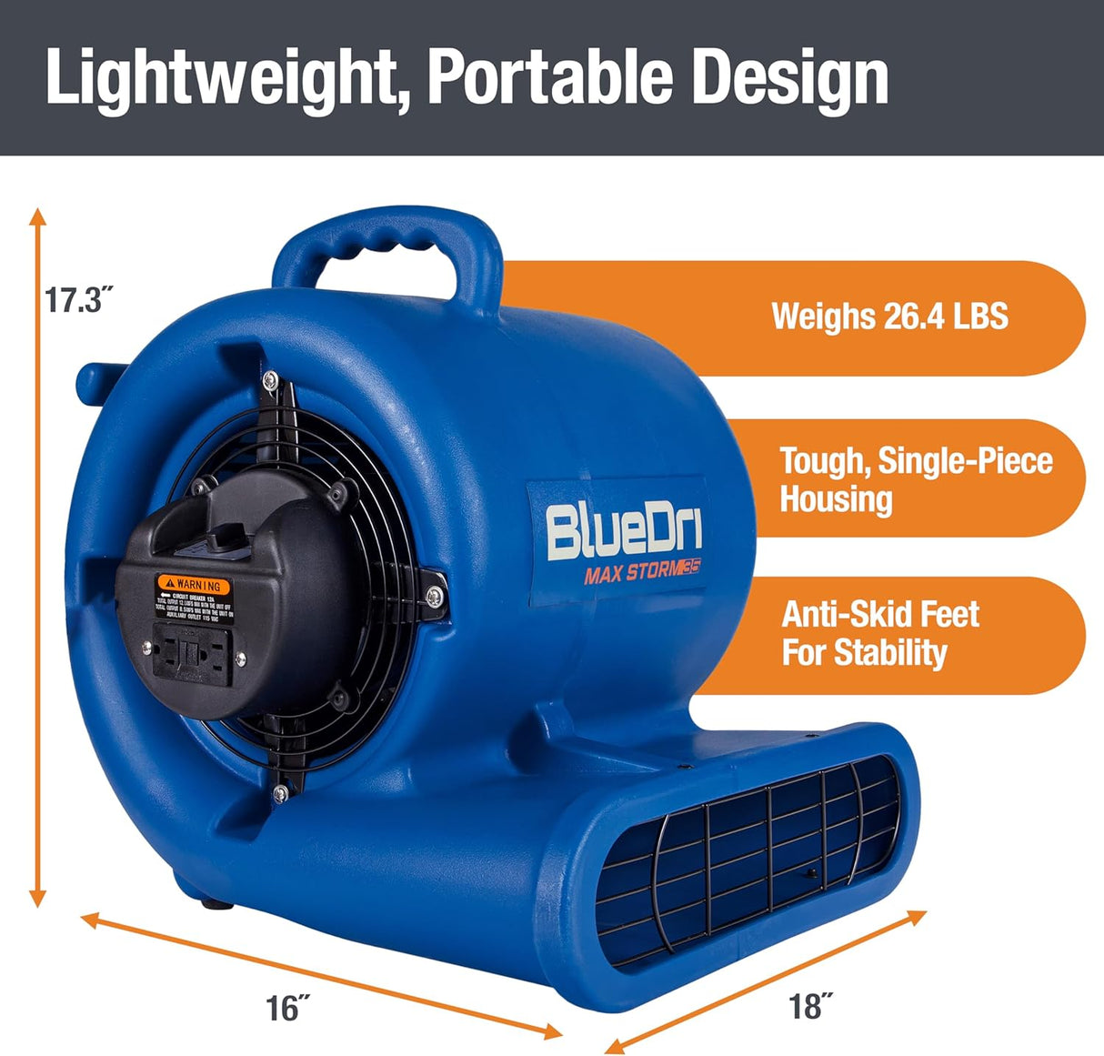 Ventilador BlueDri BD-MS35 Max Storm 35, potente y grande