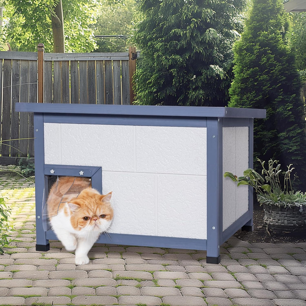 Casa de gato duradera con puerta de escape resistente Petsfit
