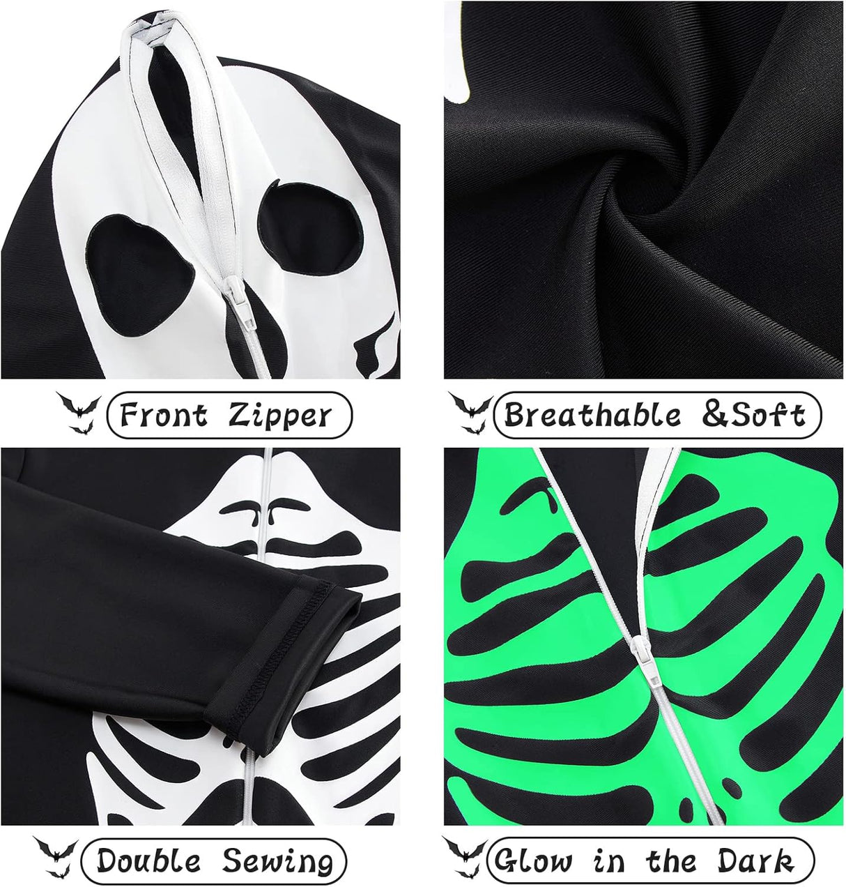 Disfraz esqueleto para niños 10-12T brilla en la oscuridad