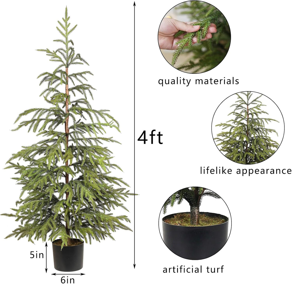 Árbol de Navidad Norfolk Artificial - 4ft Decoración Navideña