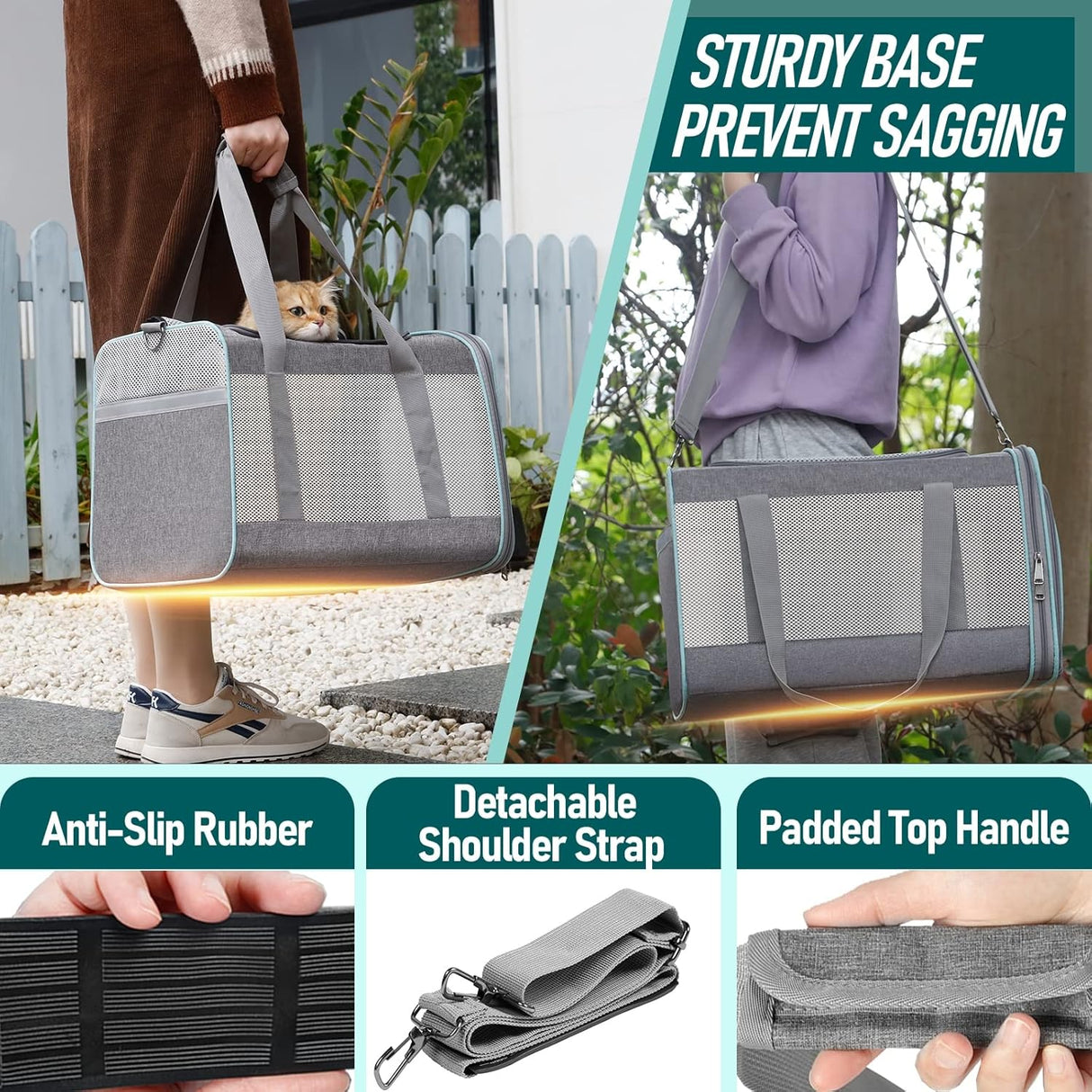 Transportador Suave para Gatos Grandes - Resistente y Colapsable