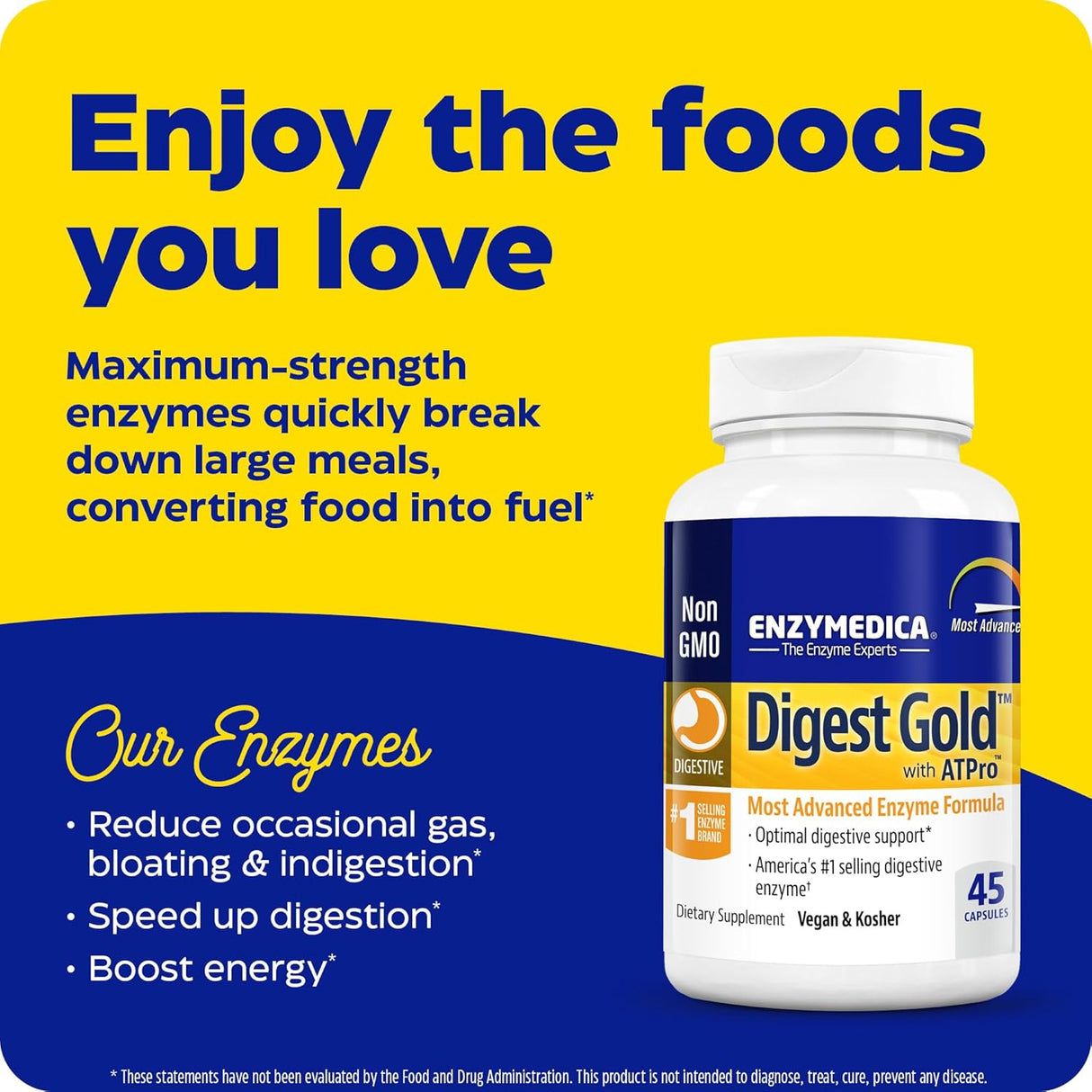 Enzymedica Digest Gold + ATPro Enzimas para salud digestiva