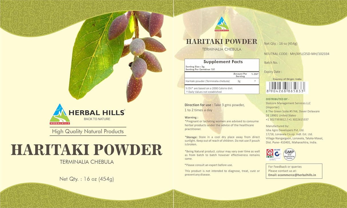 Suplemento Powder Terminalia Chebula Inknut Harde 1 libra