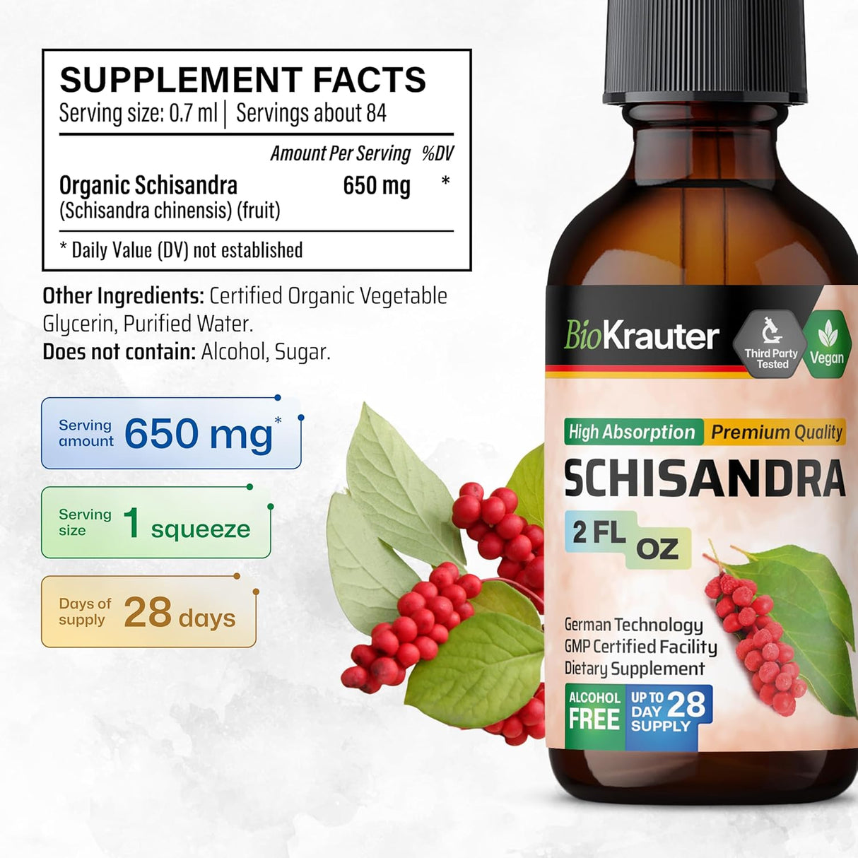 Gotas de Schisandra - Suplemento Natural - 2 Fl.Oz.