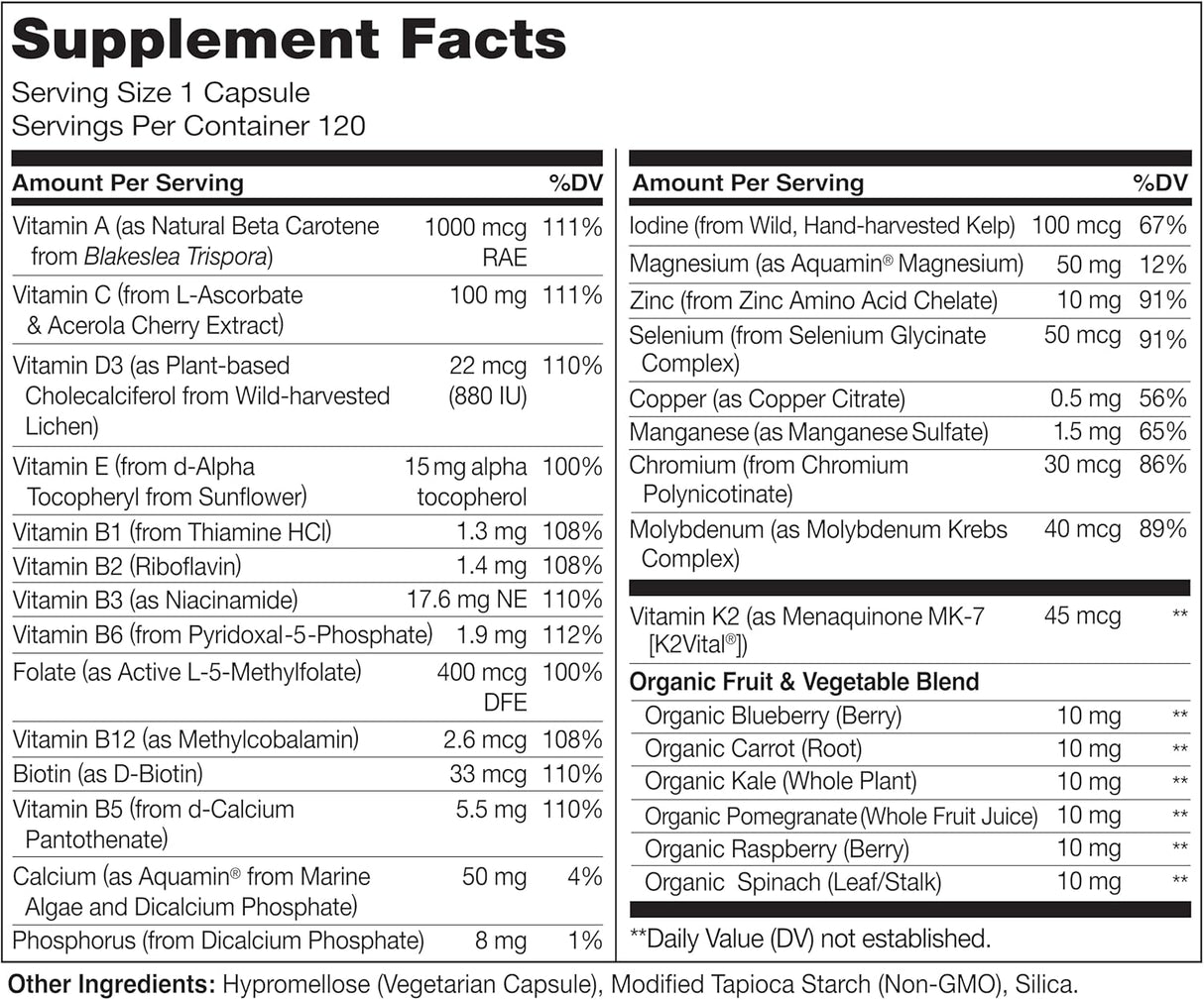 Multivitaminas para hombres NATURELO, 120 cápsulas vegetarianas