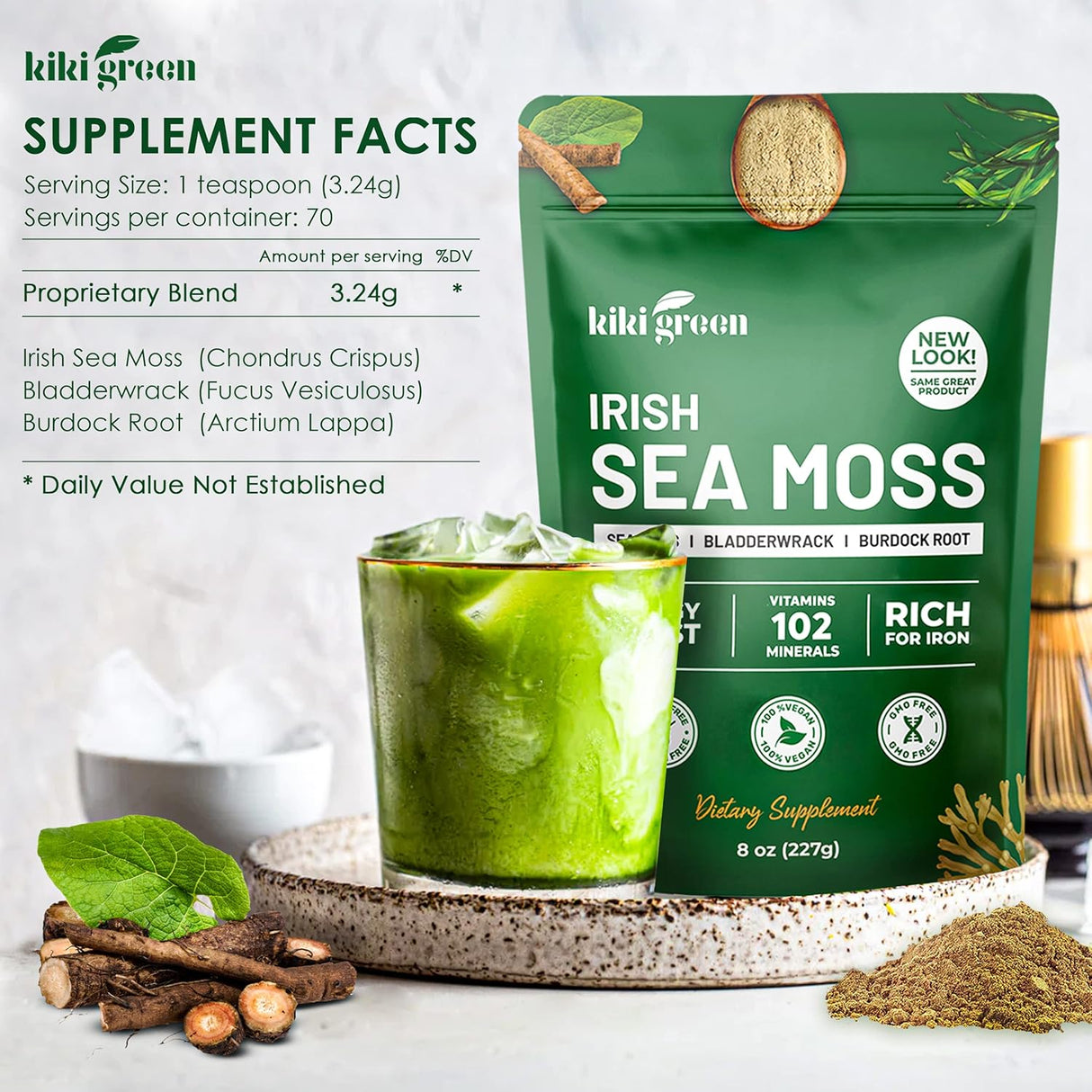 KIKI Polvo de Musgo de Irlanda Verde 8 oz – Apoyo inmunológico