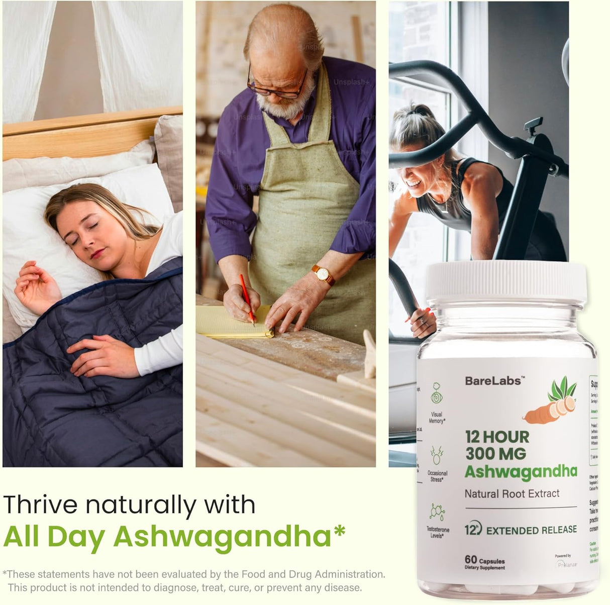 Suplemento de Ashwagandha 300mg - Energía y Sueño - 60 Cápsulas