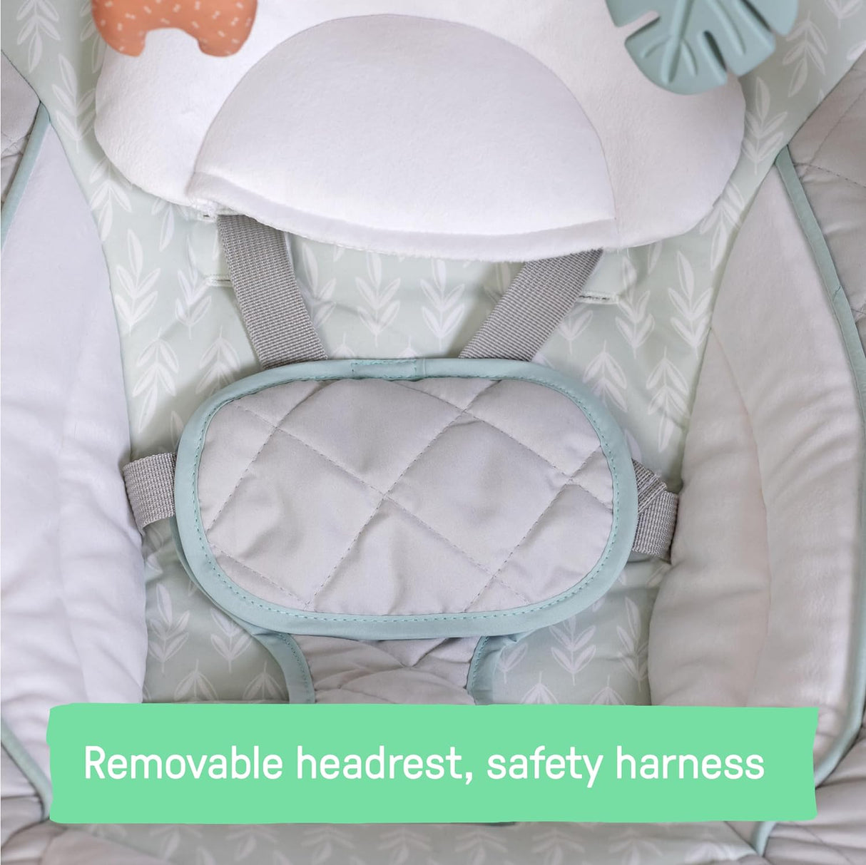 Ingenuity Cozy Spot Swing n Go - Columpio portátil, barra de juguete de madera extraíble y giratoria, 6 velocidades, para edades de 0 a 9 meses, hasta 20 libras