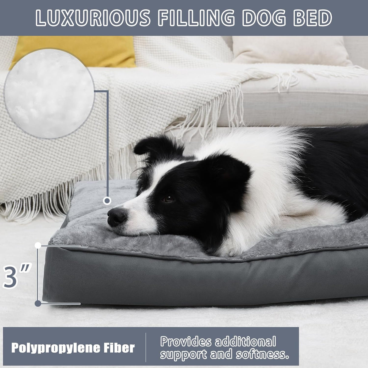 Cama para perro impermeable Deluxe Plush - 35 x 22 pulgadas