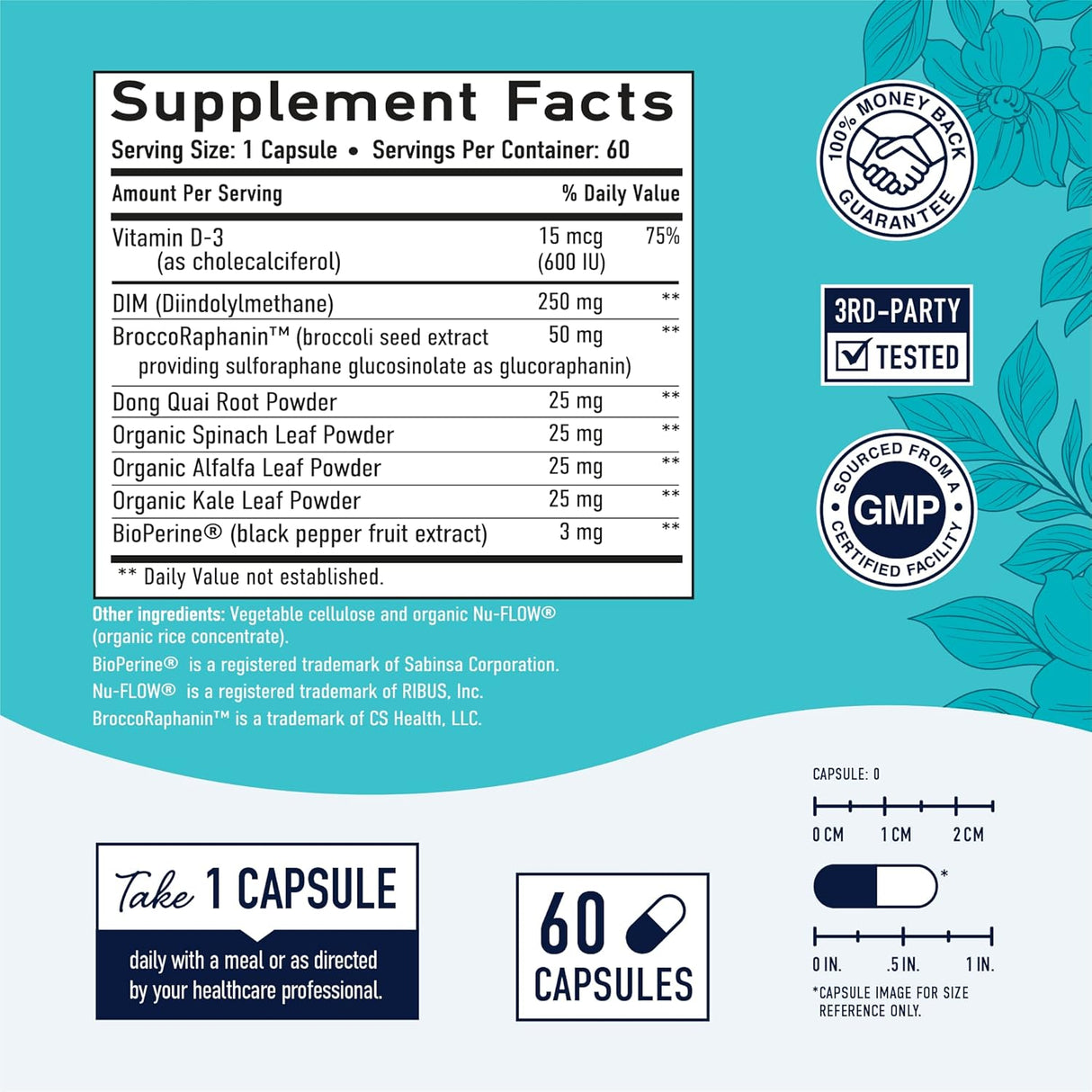 Suplemento DIM 250 mg Equilibrio de estrógeno para mujeres