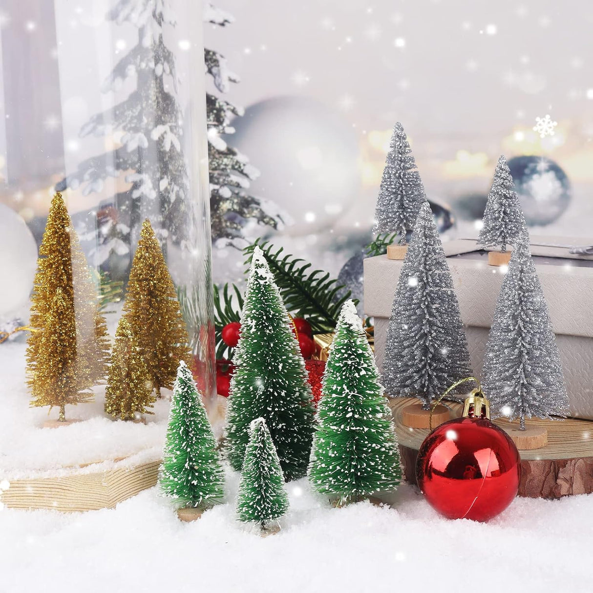 Árbol de Navidad Miniatura de Mesa, Decoración 24pcs