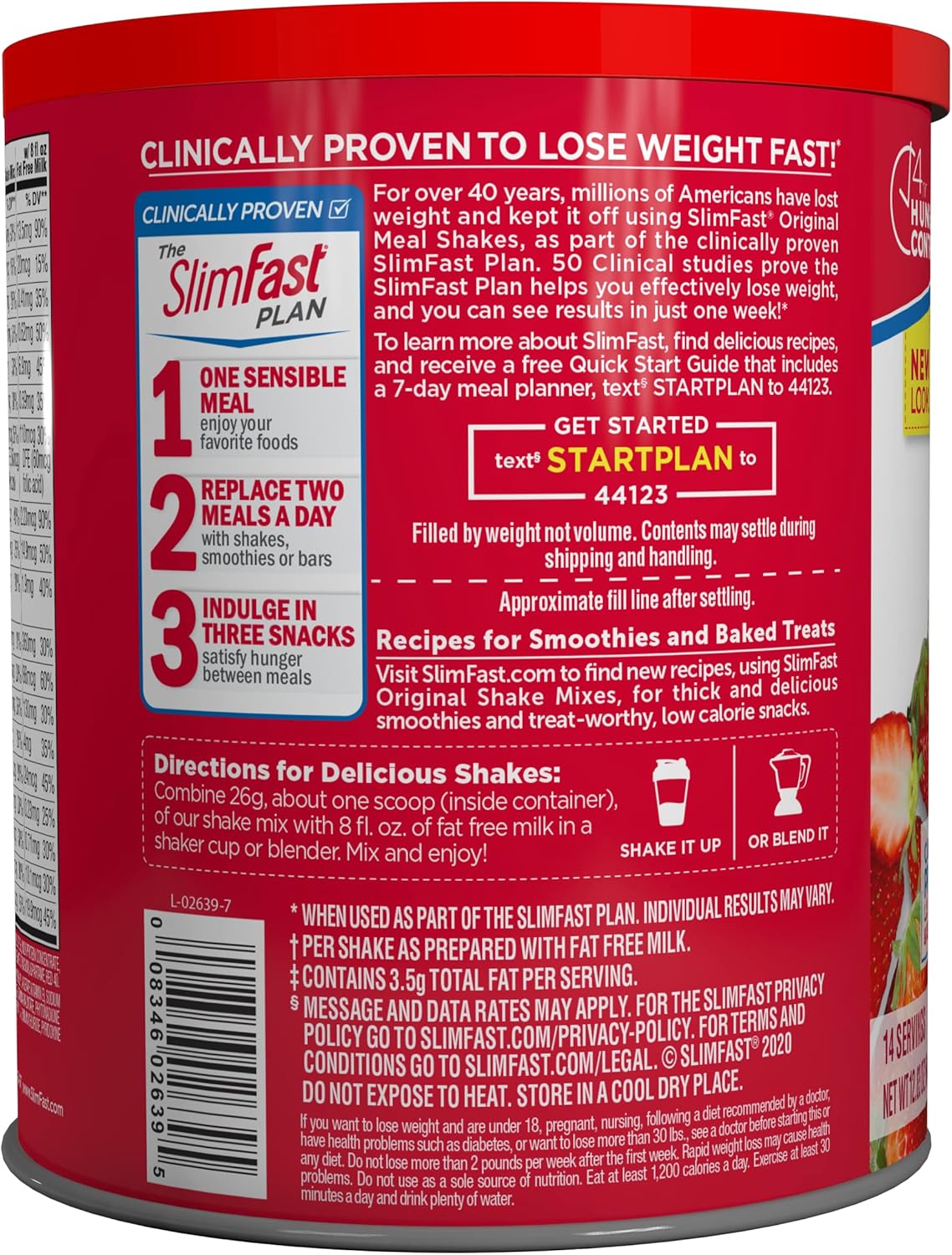 Polvo de reemplazo de comidas sabor fresas y crema original