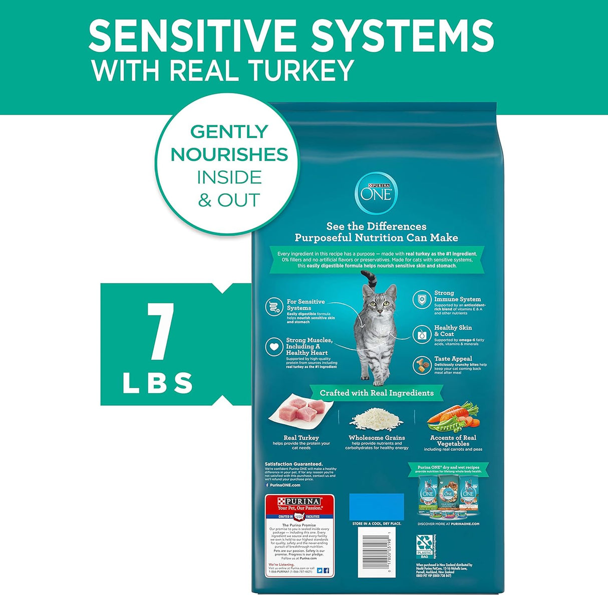 Alimento para gato adulto premium Purina One sistemas sensibles, Sistemas sensibles