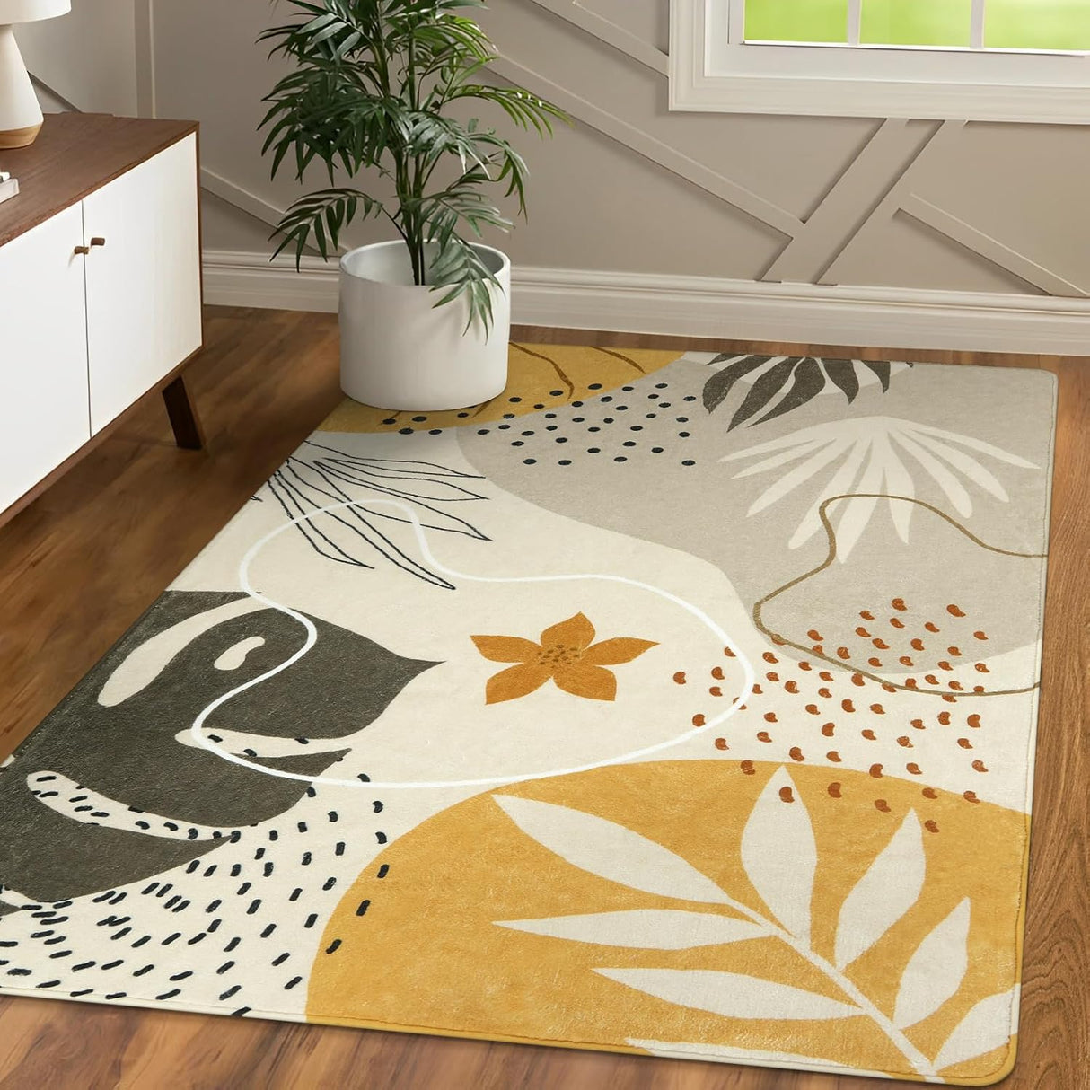 Alfombra bohemia lavable de 3 x 5 pies, Beige Lahome