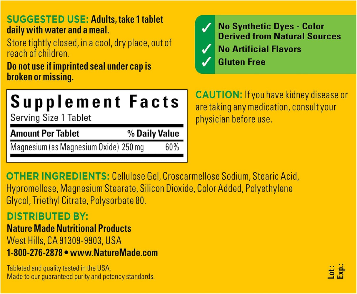 Suplementos Alimenticios Óxido de magnesio 250 mg