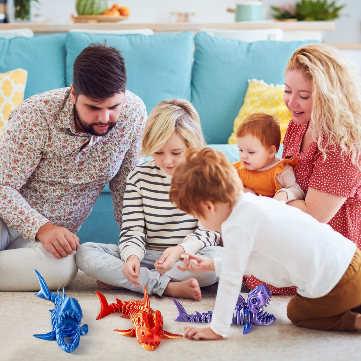 Tiburón Articulado Impreso en 3D - Juguete Fidget Modelo Arcoíris