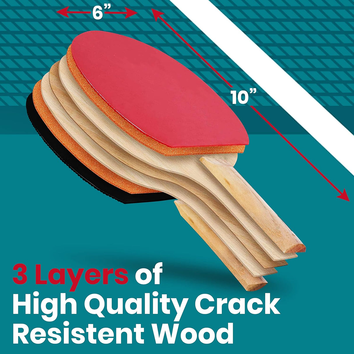 Raquetas de Tenis de Mesa juego de 4 SERENELIFE SLPPRAC