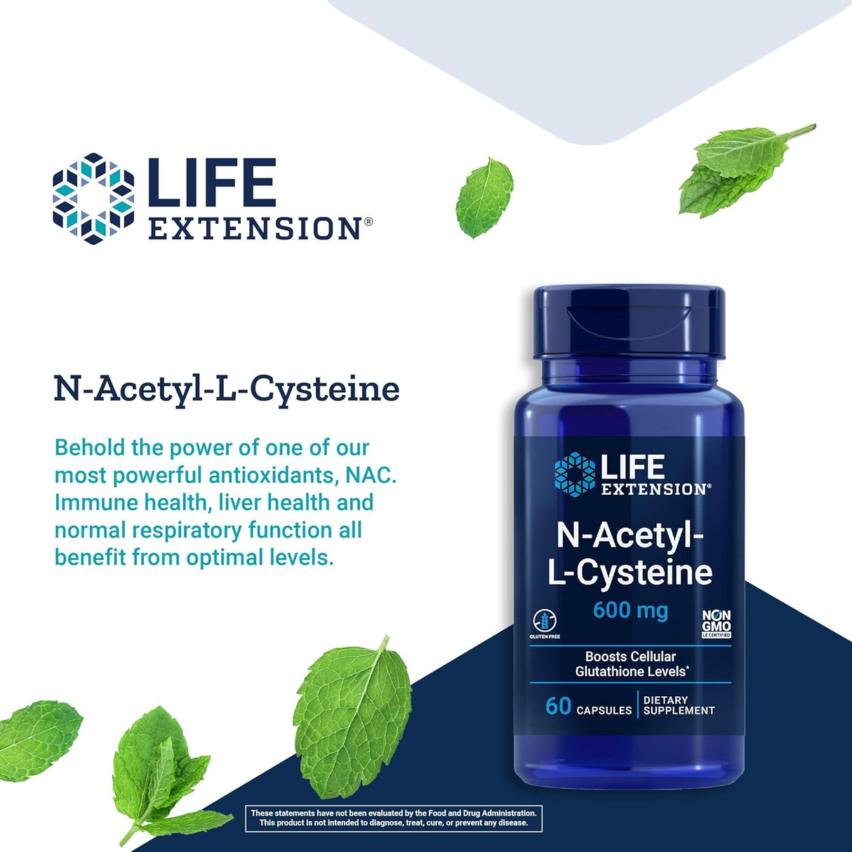 Suplementos N-Acetyl-L-Cysteine 600mg 60 Vegetarian Capsulas