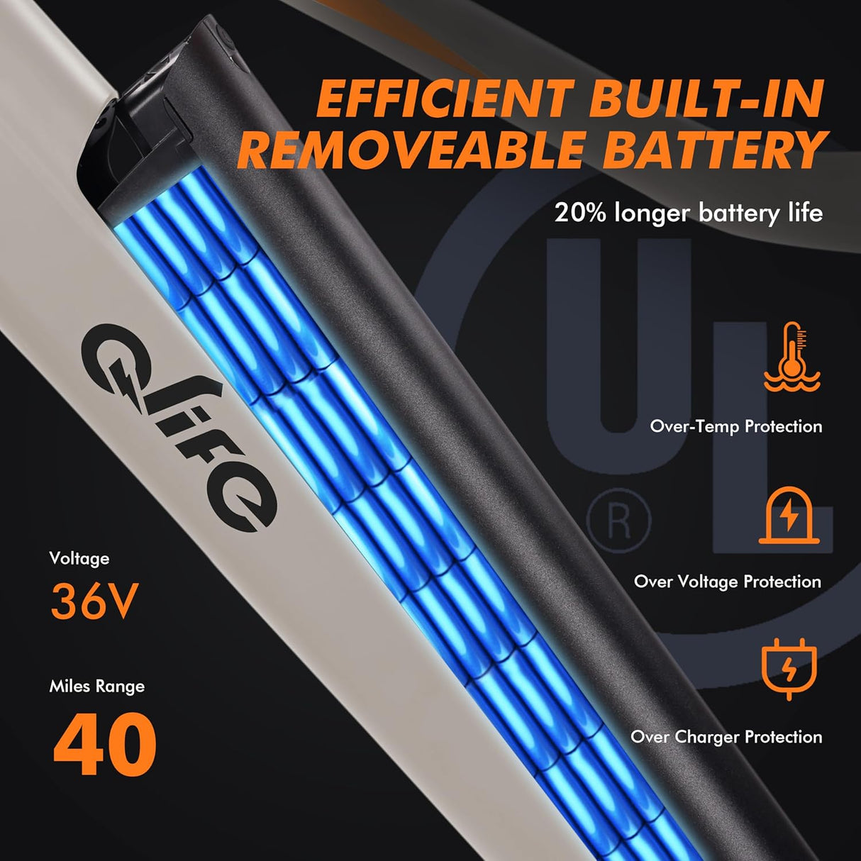 Bicicleta eléctrica Cityone 26 750W, batería extraíble, 7 velocidades