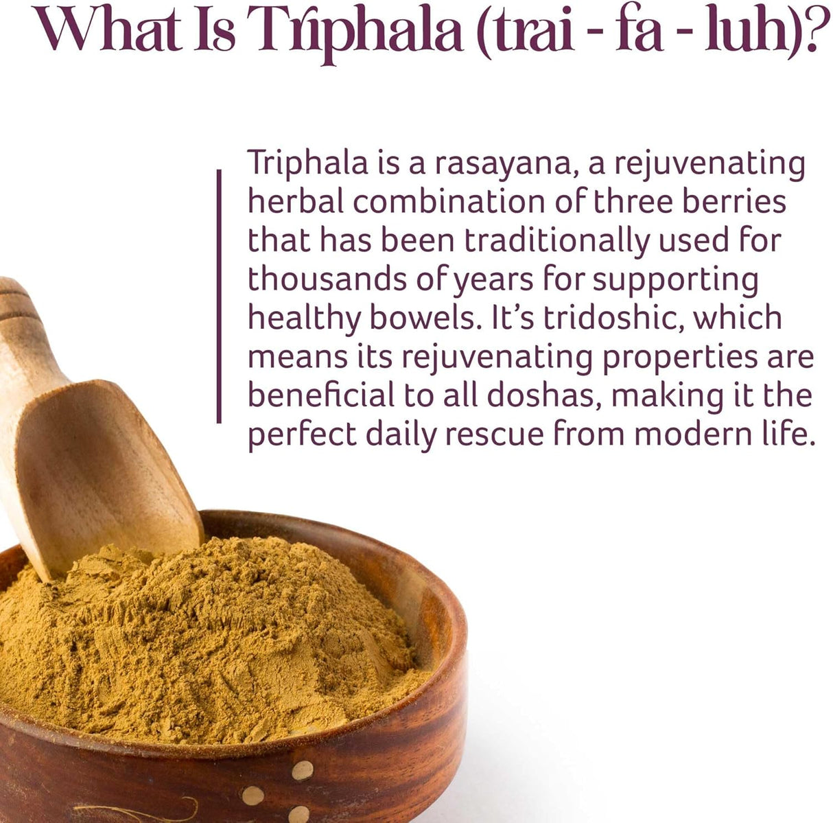 Suplemento Ayurveda Triphala con Amla, Haritaki y Bibhitaki