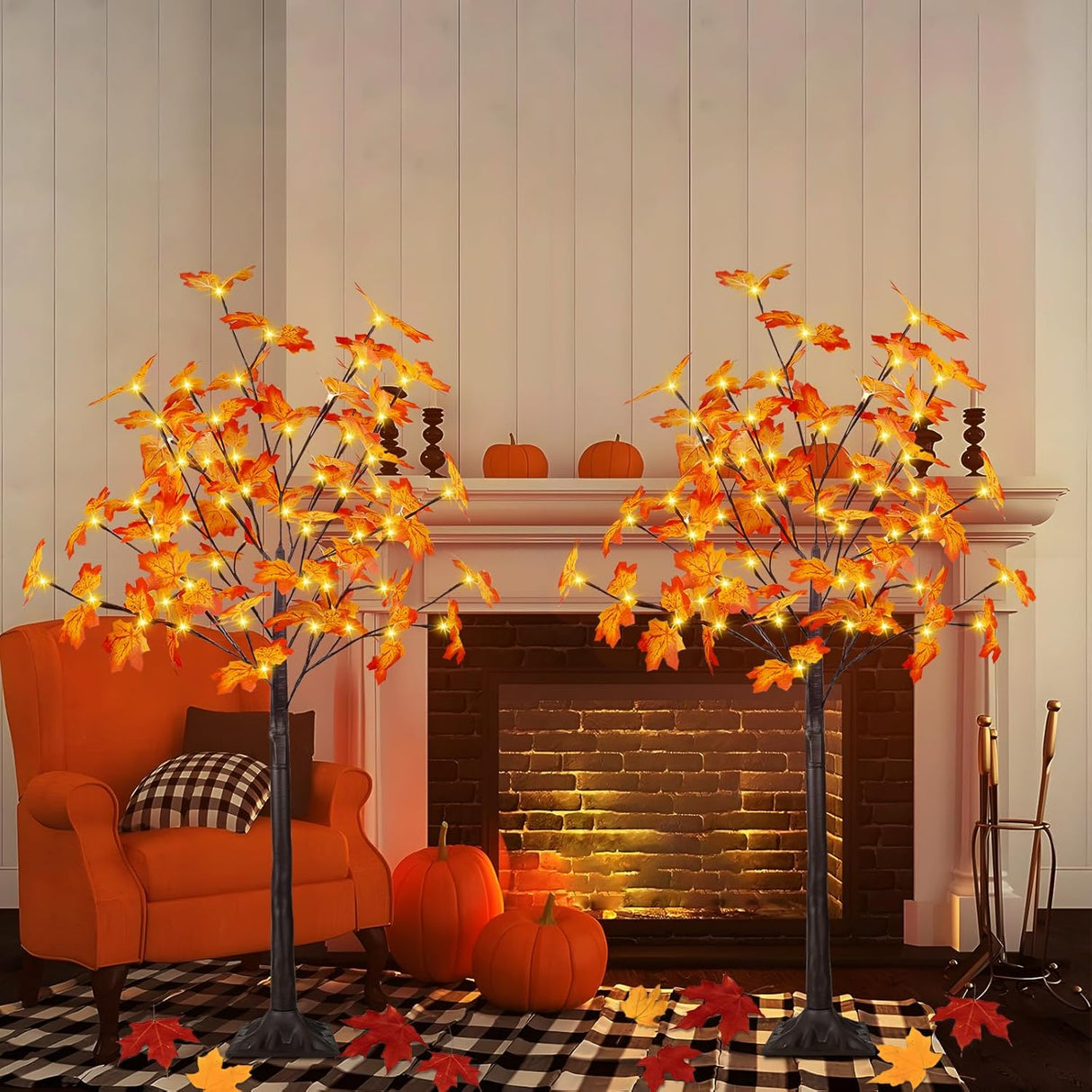 Árbol de Arce Artificial Iluminado 4FT, Decoraciones de Otoño