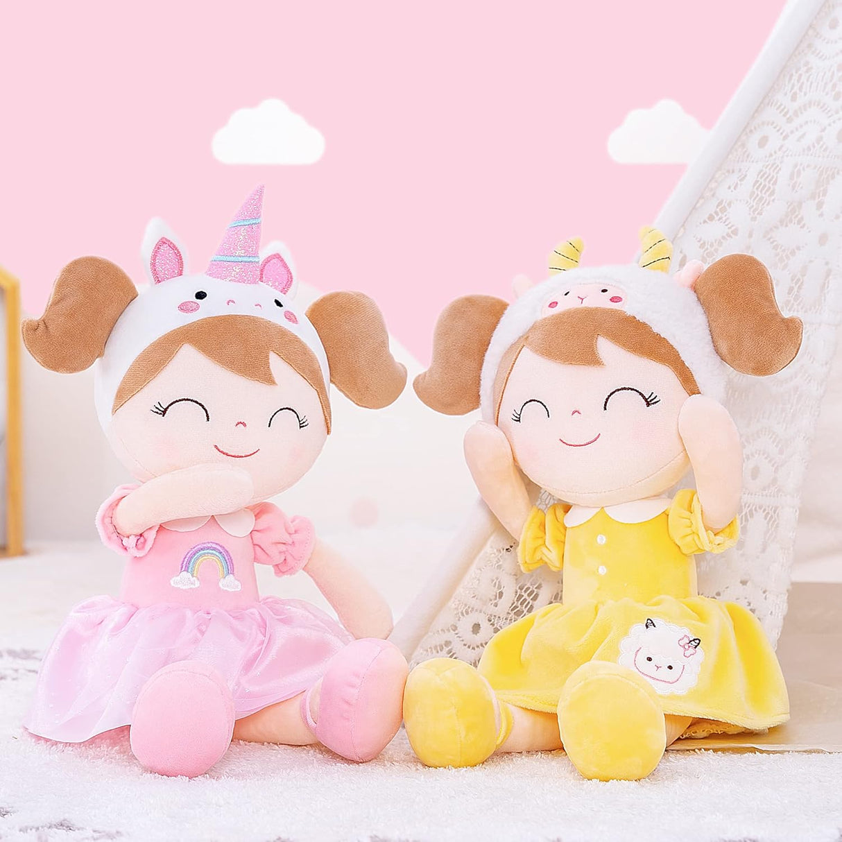 Peluche de Muñeca de primavera de unicornio rosa 15 pulgadas