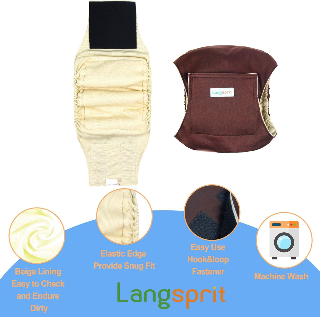 Langsprit Bandas de cpolores para el vientre masculino para perros