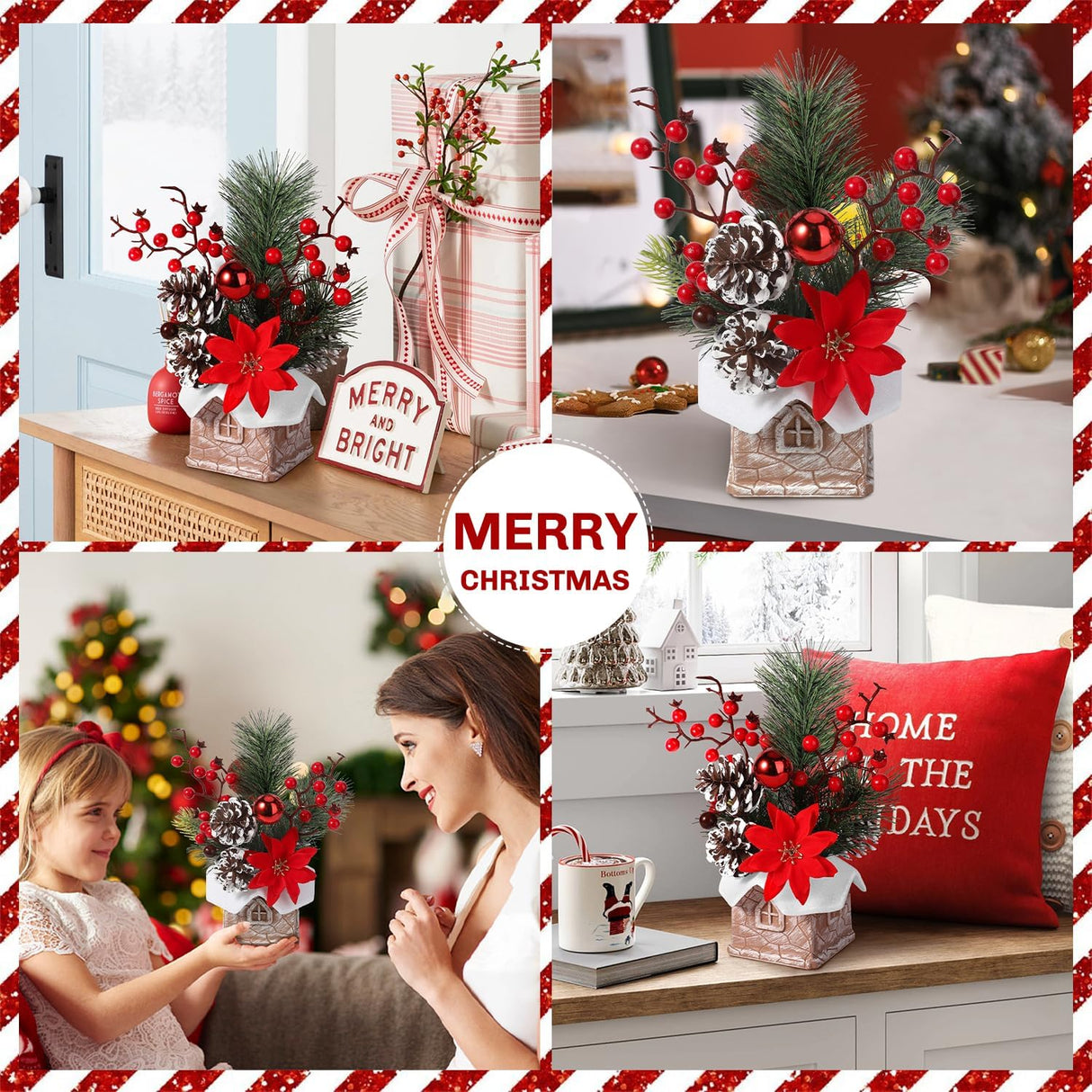 Árbol de Navidad Miniatura Artificial, Decoraciones, con Adornos