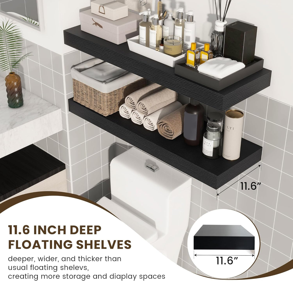Estanterías Flotantes Profundas, Marca: Sin Marca, 12'' Profundas, Set de 2