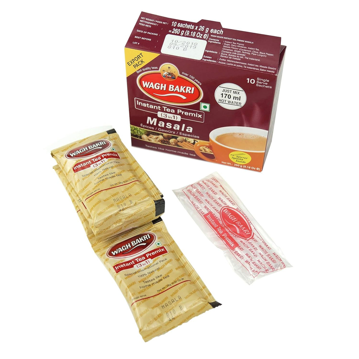 Té Masala Instantáneo Wagh Bakri | 10 Sachets 140g